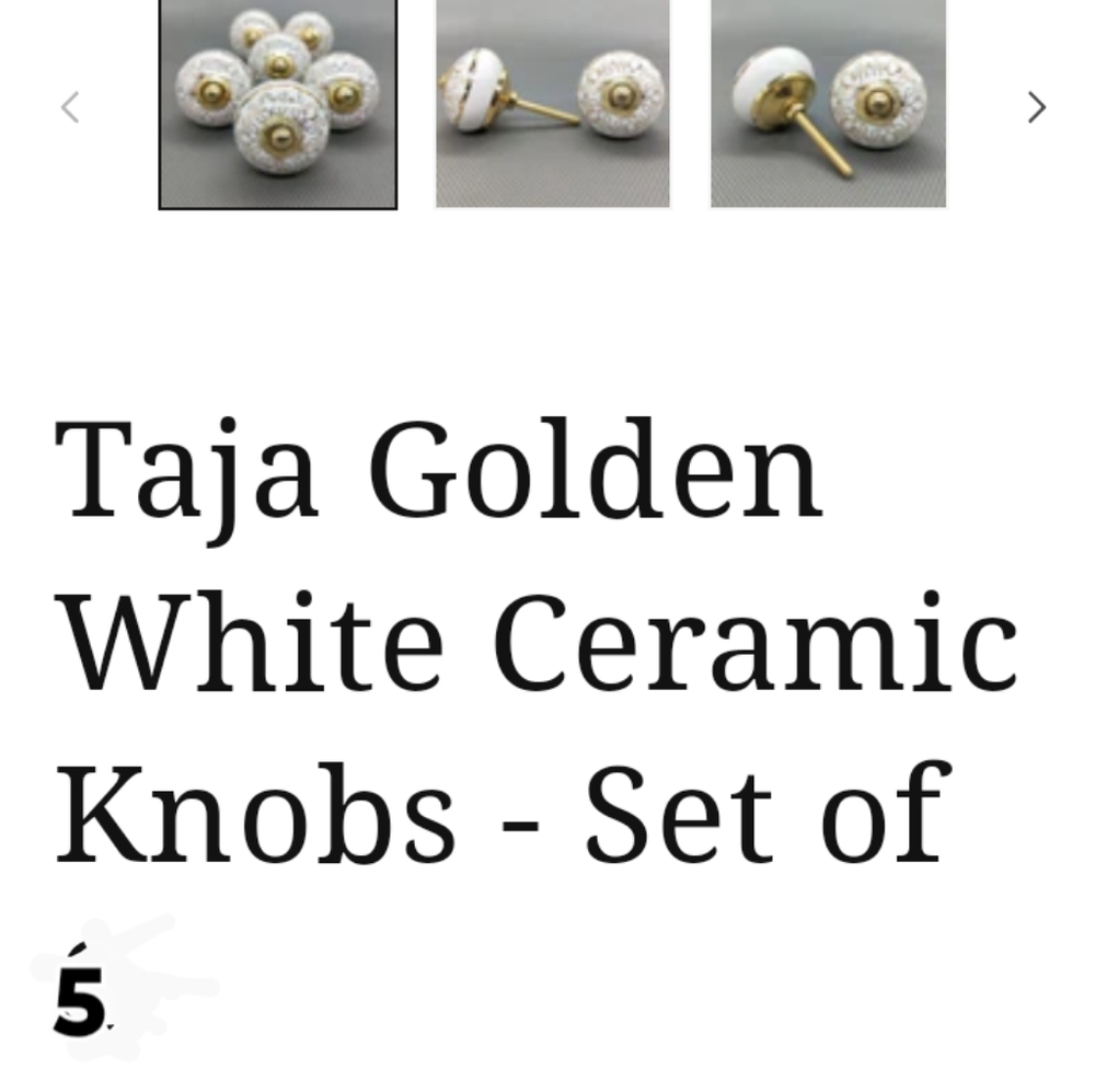 Taja gold white ceramic knobs - Picture 2 of 12